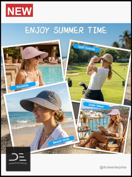 Wide Brim Sun Hat UV Protection Packable Adjustable Baseball Cap Hiking Fishing